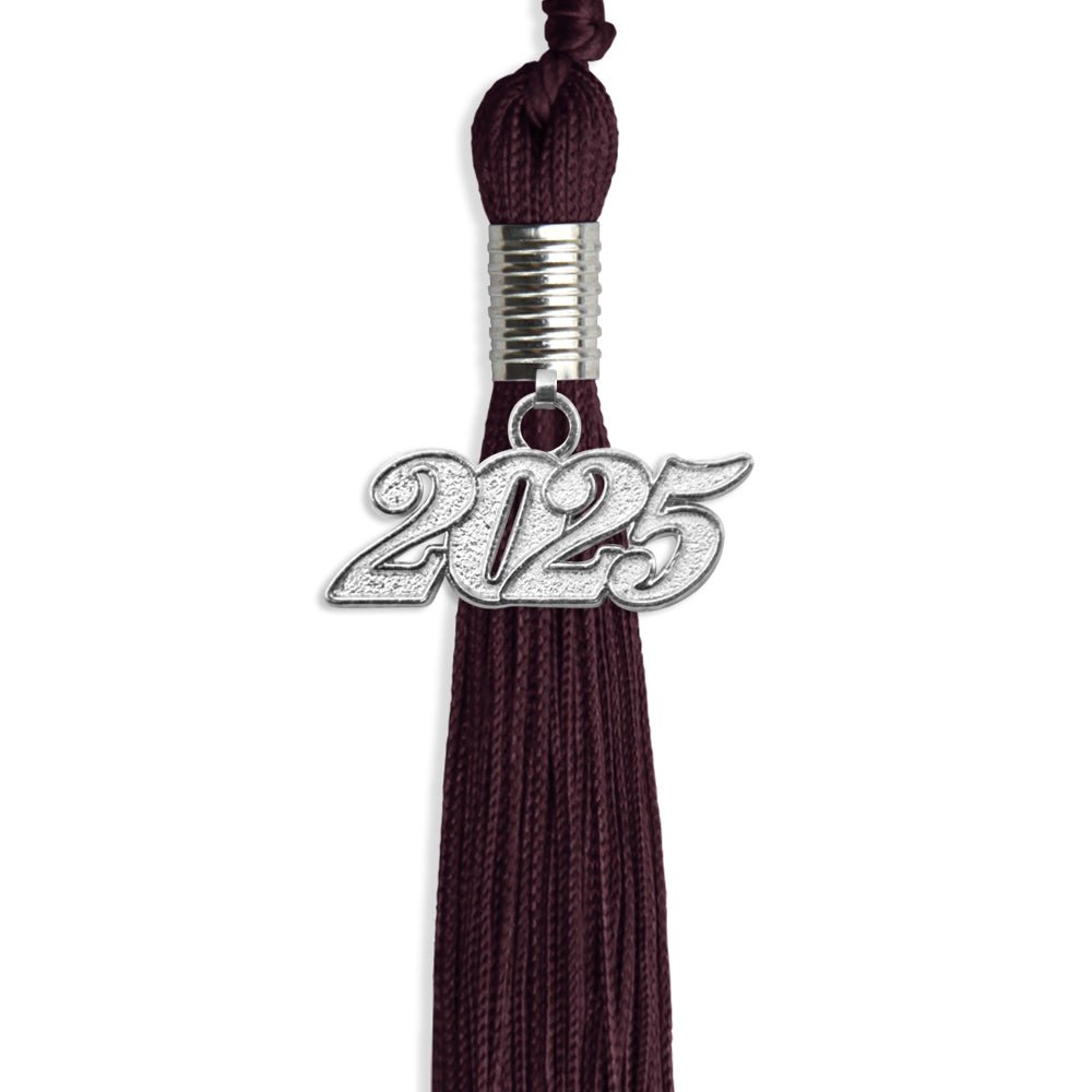 Maroon Graduation Tassel with Silver Bling Charm by Wholesale Grad Supply