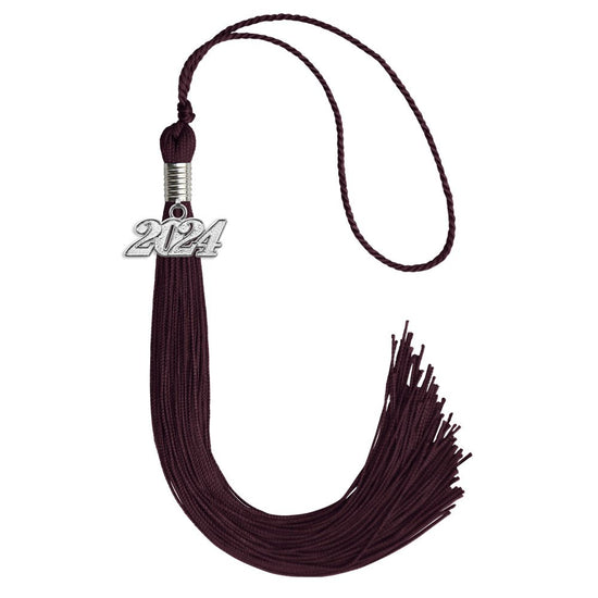 Maroon Graduation Tassel with Silver Bling Charm by Wholesale Grad Supply