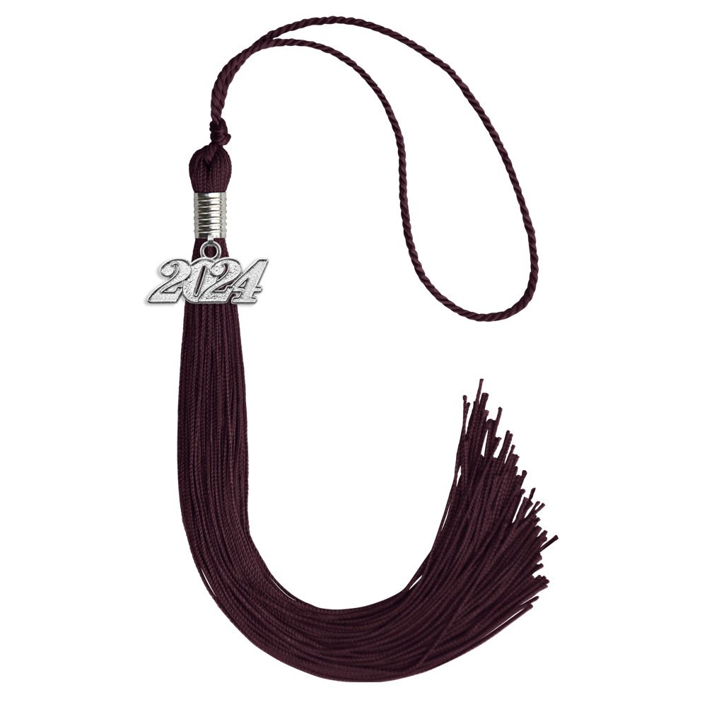 Maroon Graduation Tassel with Silver Bling Charm by Wholesale Grad Supply