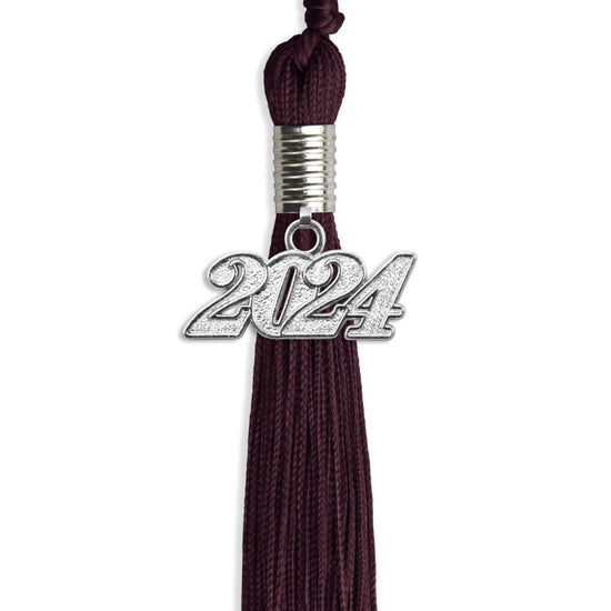 Maroon Graduation Tassel with Silver Bling Charm by Wholesale Grad Supply
