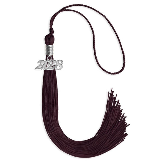Maroon Graduation Tassel with Silver Bling Charm by Wholesale Grad Supply