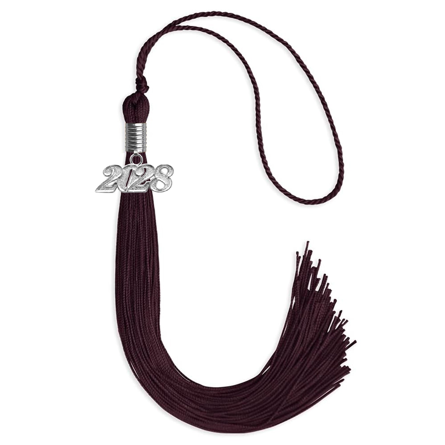 Maroon Graduation Tassel with Silver Bling Charm by Wholesale Grad Supply