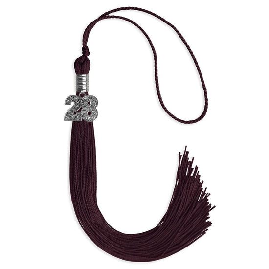 Maroon Graduation Tassel with Silver Bling Charm by Wholesale Grad Supply