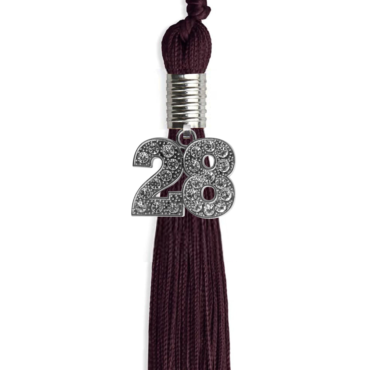 Maroon Graduation Tassel with Silver Bling Charm by Wholesale Grad Supply