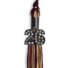 Maroon/Antique Gold Mixed Color Graduation Tassel with Black Bling Charm by Wholesale Grad Supply
