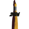 Maroon/Bright Gold Graduation Tassel with Black Bling Charm by Wholesale Grad Supply