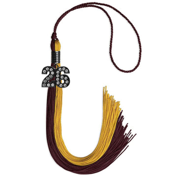 Maroon/Bright Gold Graduation Tassel with Black Bling Charm by Wholesale Grad Supply