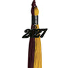 Maroon/Bright Gold Graduation Tassel with Black Bling Charm by Wholesale Grad Supply