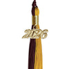 Maroon/Bright Gold Graduation Tassel with Gold Bling Charm by Wholesale Grad Supply