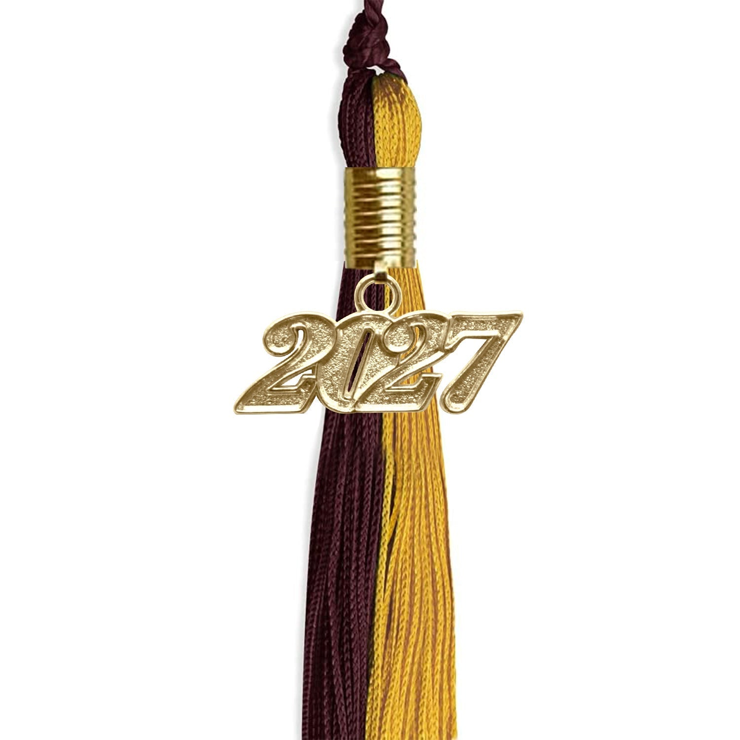 Maroon/Bright Gold Graduation Tassel with Gold Bling Charm by Wholesale Grad Supply