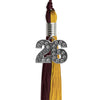 Maroon/Bright Gold Graduation Tassel with Silver Bling Charm by Wholesale Grad Supply
