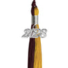 Maroon/Bright Gold Graduation Tassel with Silver Bling Charm by Wholesale Grad Supply