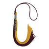 Maroon/Bright Gold Graduation Tassel with Silver Stacked Date Drop by Wholesale Grad Supply