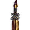 Maroon/Gold Mixed Color Graduation Tassel with Black Bling Charm by Wholesale Grad Supply