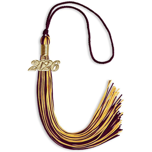 Maroon/Gold Mixed Color Graduation Tassel with Gold Bling Charm by Wholesale Grad Supply