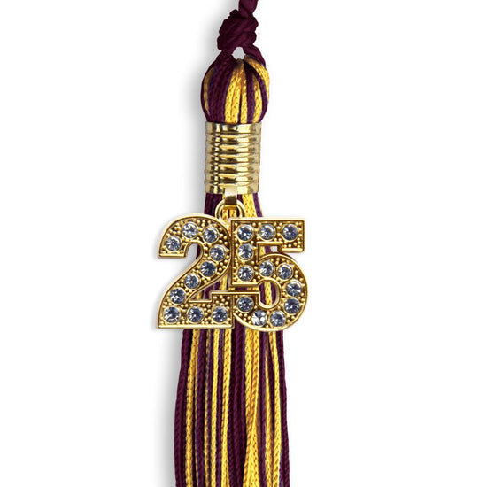 Maroon/Gold Mixed Color Graduation Tassel with Gold Bling Charm by Wholesale Grad Supply