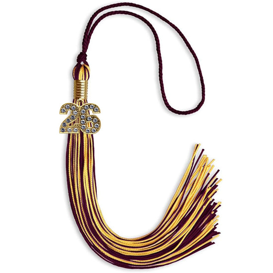 Maroon/Gold Mixed Color Graduation Tassel with Gold Bling Charm by Wholesale Grad Supply