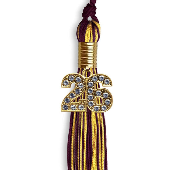 Maroon/Gold Mixed Color Graduation Tassel with Gold Bling Charm by Wholesale Grad Supply