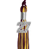Maroon/Gold Mixed Color Graduation Tassel with Silver Bling Charm by Wholesale Grad Supply
