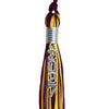 Maroon/Gold Mixed Color Graduation Tassel with Stacked Silver Date Drop by Wholesale Grad Supply