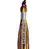 Maroon/Gold Mixed Color Graduation Tassel with Stacked Silver Date Drop by Wholesale Grad Supply