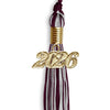 Maroon/Silver Mixed Color Graduation Tassel with Gold Bling Charm by Wholesale Grad Supply