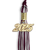 Maroon/Silver Mixed Color Graduation Tassel with Gold Bling Charm by Wholesale Grad Supply
