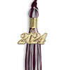 Maroon/Silver Mixed Color Graduation Tassel with Gold Bling Charm by Wholesale Grad Supply