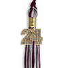 Maroon/Silver Mixed Color Graduation Tassel with Gold Bling Charm by Wholesale Grad Supply