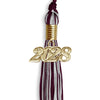 Maroon/Silver Mixed Color Graduation Tassel with Gold Bling Charm by Wholesale Grad Supply