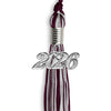 Maroon/Silver Mixed Color Graduation Tassel with Silver Bling Charm by Wholesale Grad Supply