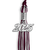 Maroon/Silver Mixed Color Graduation Tassel with Silver Bling Charm by Wholesale Grad Supply