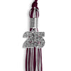 Maroon/Silver Mixed Color Graduation Tassel with Silver Bling Charm by Wholesale Grad Supply