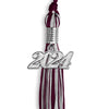 Maroon/Silver Mixed Color Graduation Tassel with Silver Bling Charm by Wholesale Grad Supply