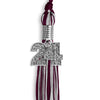 Maroon/Silver Mixed Color Graduation Tassel with Silver Bling Charm by Wholesale Grad Supply