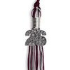 Maroon/Silver Mixed Color Graduation Tassel with Silver Bling Charm by Wholesale Grad Supply