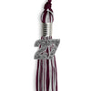 Maroon/Silver Mixed Color Graduation Tassel with Silver Bling Charm by Wholesale Grad Supply