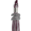 Maroon/Silver Mixed Color Graduation Tassel with Silver Bling Charm by Wholesale Grad Supply
