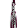Maroon/Silver Mixed Color Graduation Tassel with Stacked Silver Date Drop by Wholesale Grad Supply