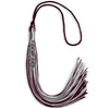 Maroon/Silver Mixed Color Graduation Tassel with Stacked Silver Date Drop by Wholesale Grad Supply