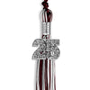 Maroon/Silver/White Mixed Color Graduation Tassel with Silver Bling Charm by Wholesale Grad Supply