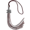 Maroon/Silver/White Mixed Color Graduation Tassel with Silver Bling Charm by Wholesale Grad Supply