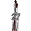 Maroon/Silver/White Mixed Color Graduation Tassel with Silver Bling Charm by Wholesale Grad Supply