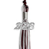 Maroon/Silver/White Mixed Color Graduation Tassel with Silver Bling Charm by Wholesale Grad Supply