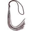 Maroon/Silver/White Mixed Color Graduation Tassel with Silver Stacked Date Drop by Wholesale Grad Supply
