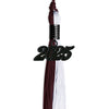Maroon/White Graduation Tassel with Black Bling Charm by Wholesale Grad Supply