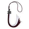Maroon/White Graduation Tassel with Black Bling Charm by Wholesale Grad Supply