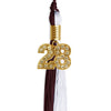 Maroon/White Graduation Tassel with Gold Bling Charm by Wholesale Grad Supply