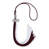 Maroon/White Graduation Tassel with Silver Bling Charm by Wholesale Grad Supply