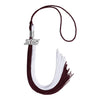 Maroon/White Graduation Tassel with Silver Bling Charm by Wholesale Grad Supply
